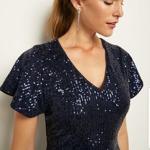 Blue sequin cocktail dress
